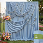 20x12ft Dusty Blue Backdrop Curtains for Wedding Party 4 Panels 5×12FT Tall by LeegleriTableSkirt