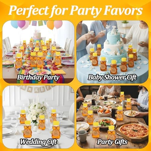 50 Pack 2 oz Honey Bear Bottles with Gold Bee Pendants & Thank You Cards - Mini Plastic Bear Jars with Lids, Leak-Proof Empty Containers for Honey, Jam, Baby Shower, Wedding Favors - Image 4