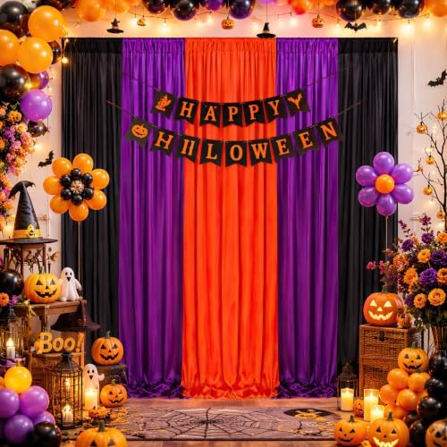 Halloween Backdrop Curtain 15ftx10ft - Halloween Wrinkle Free Satin Drapes - Image 6