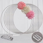 YALLOVE 10 PCS 14 Inch Floral Hoop Table Centerpiece, Silver Metal Wreath Ring Stand with Crystal Clear Acrylic Base for Balloon and Flower Decoration, Flower NOT Included by YALLOVEPARTYSUPPLIES