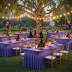 Spandex Tablecloth 6FT Rectangle Table Cover 2 Pcs Deep Purple Wrinkle-Free - Image 5
