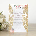 50Pcs Laser Cut Invitations with Envelopes and RSVP Cards Gold Glitter - Image 3