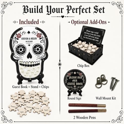 Wedding Guest Book Alternative, Personalized Gothic Skull Drop Box - Image 5
