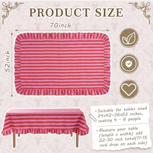 Tudomro Striped Tablecloth, Rectangle, Red, Pink, 52'' X 70'' - Image 2