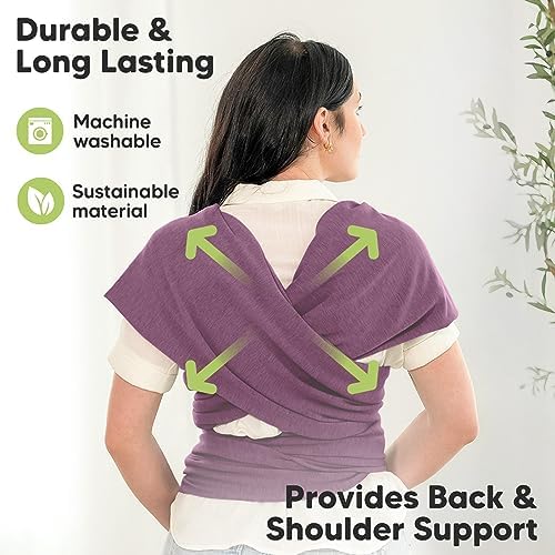 KeaBabies Baby Wrap Carrier, All in 1 Original Baby Carrier (Dark Mauve) - Image 5