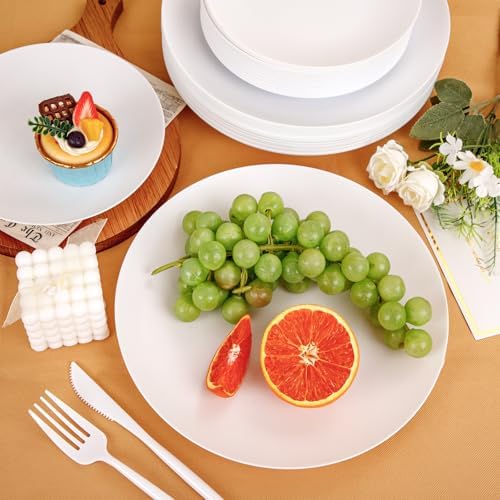 EjonirInjonir 150pcs Heavy-Duty White Plastic Plates for Party Serves 30 - Image 6