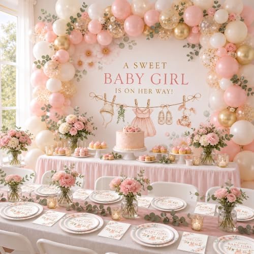 40 Guests Boho Girl Baby Shower Plates and Napkins, Clothesline Party Set - Image 6