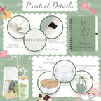 Zeyune 6 Sets Baby Shower Prizes for Wedding Bridal Shower Gifts Party Favors Including Glass Notebooks Ballpoint Pen Mirror Hairpins Hair Bands Gift Bag Thank You Cards(Green,Classic) - Image 4
