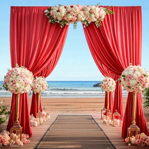 50ftx12ft Red Backdrop Curtains for Wedding Party 10 Panels 5×12FT Tall - Image 4