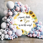 Leyiyi 6x6ft A Sweet Little Honey Bee is on The Way Round Backdrop Cover Bee Backdrop for Baby Shower Boy Girl Sweet As Can Bee Gender Reveal Party Decoration Honeycomb Bumblebee Party Background - Image 2