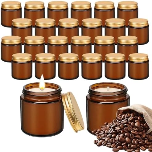 24 Pcs 4 Oz Mini Soy Wax Candles, Coffee Scented Aromatherapy Candles Bulk Set, Stress Relief Relaxation Candle, Ideal for Wedding Birthday Party Favors, Gifts and Home Decor by Trxvxo