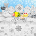 Funnymoom 452 Pcs Silver Winter Snowflake Party Supply 50 Plates Napkin Set - Image 6