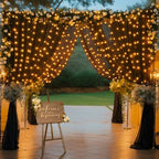 10x10FT Black Wrinkle Free Backdrop Curtains with Lights String for Parties - Photo Curtain Backdrop with Lights for Wedding Decorations, Bridal Baby Shower Birthday Party Photography Background - Image 4