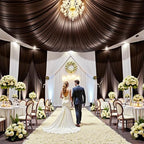 50ftx15ft Brown Backdrop Curtains for Parties, Wrinkle Free Polyester Brown Photo Backdrop Drapes 10 Panels 15 ft Long Back Drop Cloth for Wedding Birthday Photography Background Party - Image 7