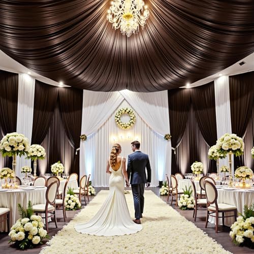 50ftx15ft Brown Backdrop Curtains for Parties, Wrinkle Free Polyester Brown Photo Backdrop Drapes 10 Panels 15 ft Long Back Drop Cloth for Wedding Birthday Photography Background Party - Image 7