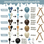 Blue Brown Balloon Garland Double Stuffed Dusty Blue Black Beige Balloons Tan Cream White Balloon Arch Kit With Ribbon Bows for Baby Shower Gender Reveal Wedding Western Birthday Party Decorations - Image 3