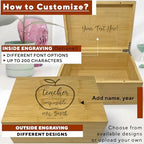 Teacher Retirement Gifts For Women, Personalized Memory Box Bamboo Wood - Image 4