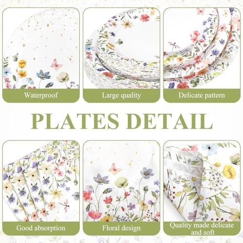 Wildflower Party Decorations, Paper Plates Napkins Cups Serve 50, Floral - Image 2