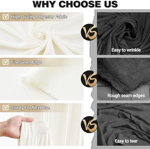 30x10FT Backdrop Curtains with Rod Pockets - Wrinkle Free Photo Stage Backdrop 6 Panels Curtains Drapes for Photography Wedding Party Baby Shower Decorations (Ivory) - Image 6