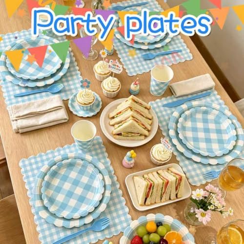 175Pcs Blue Plates and Napkins | Serves 25 Guests, Paper Plates, Napkins, Cups and Cutlery, Ideal for Boys Birthday Party, Baby Shower, Beach Gathering & Outdoor Picnic - Image 2