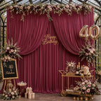 40ftx10ft Wrinkle Free Burgundy Backdrop Curtain - 10 Feet Photography Backdrop Drapes, Silky Polyester Back Drop Cloth for Wedding Baby Shower Balloon Arch Background - Image 3