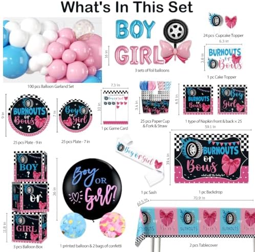 Cocomigo Burnouts or Bows Gender Reveal Decorations for 25 Guests - Image 2