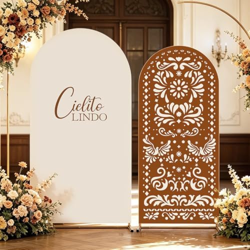 Cielito Lindo Arch Backdrop Cover, HYMENEX 6ft and 7.2ft Mexican Arch Backdrop Cover for Cielito Lindo Party Decorations Mexican Talavera Wedding Bridal Baby Shower Party Supplies by HYMENEX