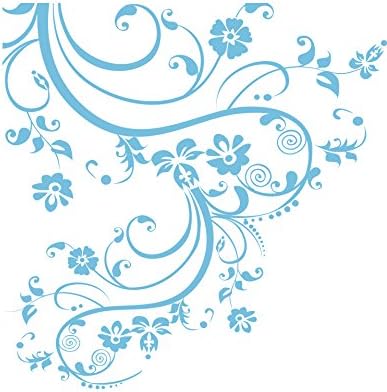 Light Sky Blue Color Swirl Flower Floral Wall Decal. (100" X 29") #262A by Stickerbrand