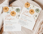All Ewired Up Baby Shower Invitations A Little Pumpkin, and Envelopes, Autumn Fall Florals Invite Card, Girl Boy Gender Neutral Personalized, Large 5X7 Inch - Image 2