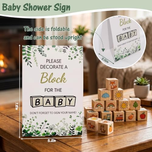 98 Pcs Baby Shower Games Sign Kit & Decor Kit, 60 Blocks, 36 Markers - Image 3