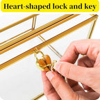 Cedilis Glass Wedding Card Box with Slot and Lock, 10 x 7.9 x 5.5 Inches Gold Clear Decorative Wedding Envelope Card Holder for Reception Birthdays Party, Bridal Shower, Graduation - Image 3