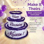 Anderson's White & Purple Personalized Pop-Out Birthday Cake, Life-Size Faux Cake with Script Font, Custom Name, Surprise Reveal Prop for Milestone Parties, Photo Ops, Store or Business Events - Image 5