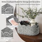 Set of 2 Scalloped Baskets, Small Wicker Baskets for Gifts, Grey - Image 6