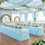 PARTISKY Blue Tablecloths 4 Foot Rectangle Tables, Spandex Fitted Tablecloth Stretch Table Cover with Tulle Skirt for Baby Shower Birthday Party Wedding Banquet Dessert Table Decorations - Image 6