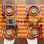 Tudomro Striped Tablecloth, Rectangle, Tangerine,Ochre, 84'' X 60'' - Image 4