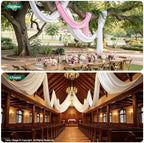 8 Panels 5ft(W) x 20ft(L) White Ceiling Drapes for Wedding Parties - Image 6