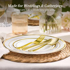 Goodluck 125 PCS Gold Rim Plastic Plates and Cutlery Set for 25 Guests - Image 4