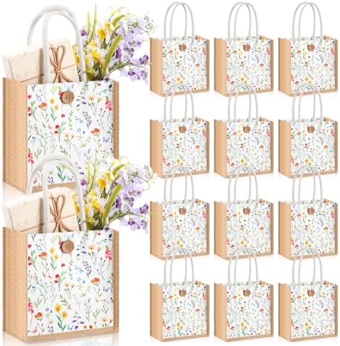 Abbylike 12 Pcs Floral Gift Bag Small Flower Tote Bag,Wildflowers by Abbylike
