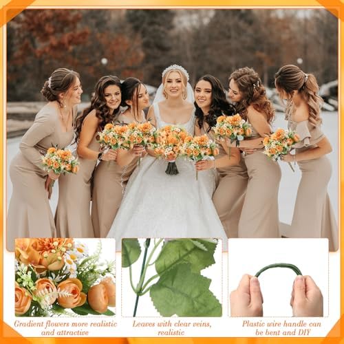 Tigeen 12 Bundles Peonies Artificial Flowers Faux Roses, Yellow - Image 3