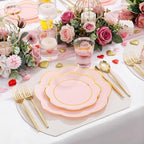 ejonirinjonir 180pcs Double Gold Rim Pink Plastic Plates for Sweet Party - Image 4