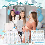 145Pcs Baby Shower Favors for Guest Blue Bear Ballpoint Pens Retractable Baby Shower Pens with Greeting Thank You Cards Keychains Organza Bags for Gender Reveal Souvenirs Prizes Return Gifts - Image 5