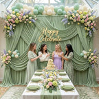 10ft x 10ft Sage Green Backdrop Curtains for Parties, 2 Panels 5ft x 10ft Wrinkle-Free Drapes for Wedding Arch Bridal Shower Engagement Baby Shower Boho Rustic Photography Background - Image 6