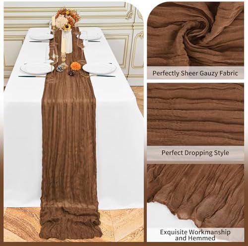 24 Pack Brown 10Ft Cheesecloth Table Runner - Image 3