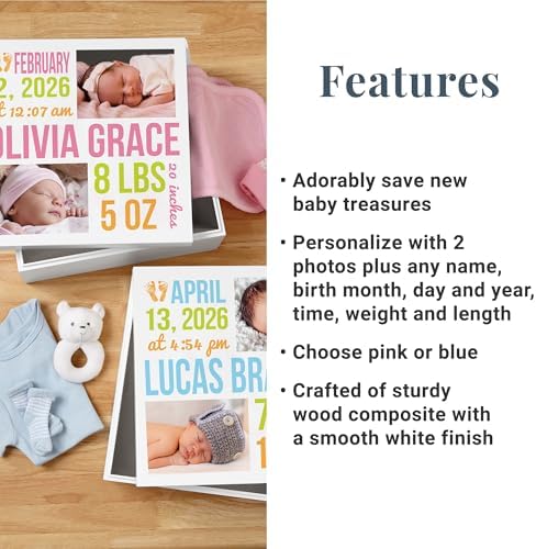 Let's Make Memories Personalized Photo Keepsake Box for New Baby - Memento Storage - Memories Box - Nursery Decor - 12" Sq x 6" H - Bundle of Love - Blue - Image 3