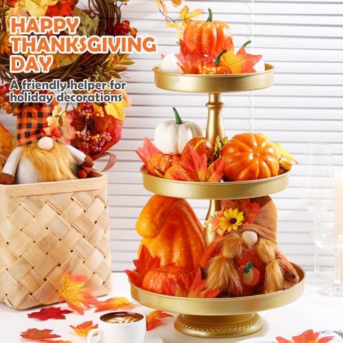 Maxdot 2 Pcs 3 Tier Cupcake Stand, Round Metal Dessert Tower,Gold - Image 3