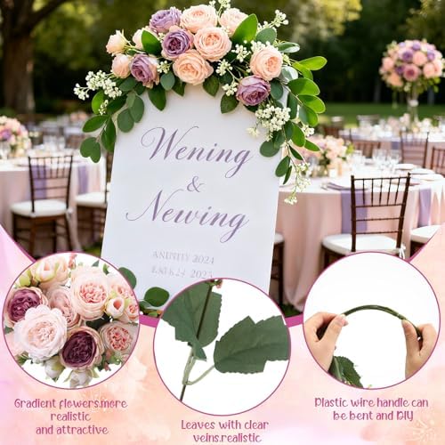 Geosar 24 Bundles Artificial Peonies Flowers,Dusty Rose, Champagne Pink - Image 3