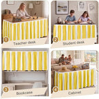 Sanwarm Table Skirt, 29" x 108", for Rectangular & Round Desk Boho Striped - Image 6
