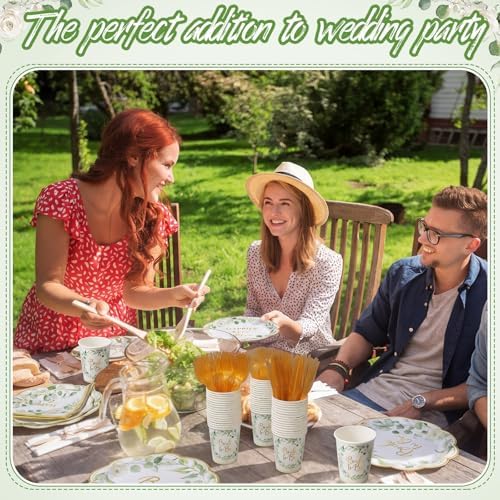 Pickmesh 400 Pcs Sage Green Bridal Shower Party Supplies Plates Serve 50 - Image 5