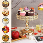 12 Pieces Gold Cake Stand Set, Vintage Cake Display Stand with Crystal Edge and Cupcake Display Tray, Dessert Table Display Set for Wedding Party Baby Shower Anniversary Celebration - Image 4