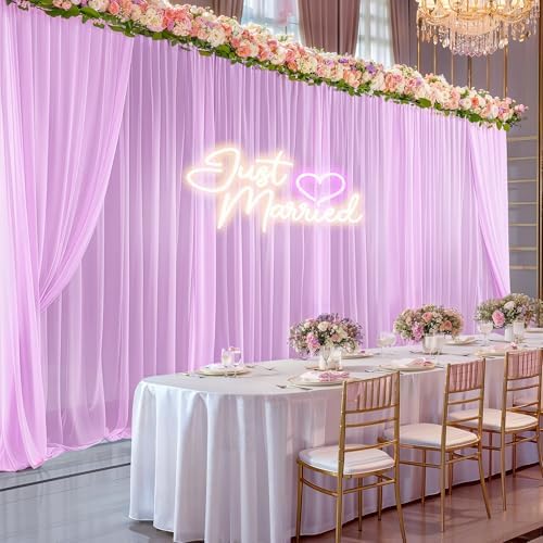 40ft x 10ft Pink Backdrop Curtains, Wrinkle-Free Sheer Chiffon Fabric Photo Backdrop Drapes for Wedding Arch Party Ceremony Stage Photography Decorations - Image 2